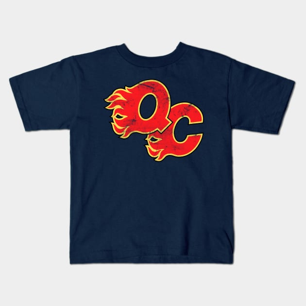 Quad City Flames - Hockey Team - Vintage/Faded Design Kids T-Shirt by CultOfRomance